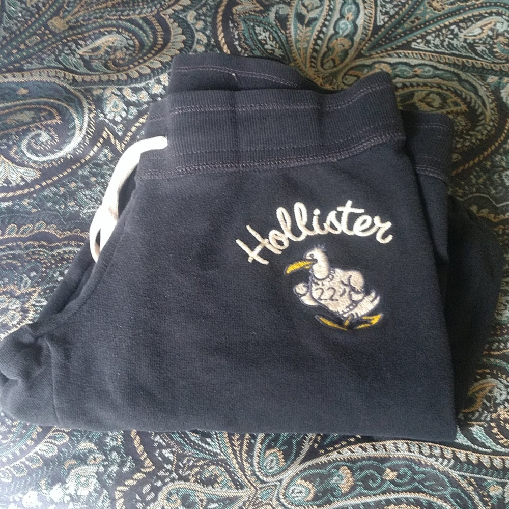 Hollister Sweatpants Navy Logo Drawstring Joggers
